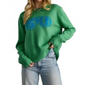 NEW PANACHE APPAREL ski goggle knit sweater in green/blue